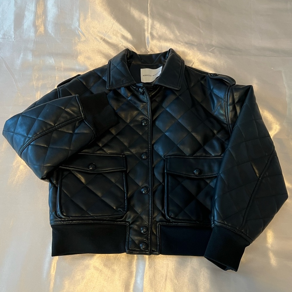 Quilted Puffer Leather Jacket